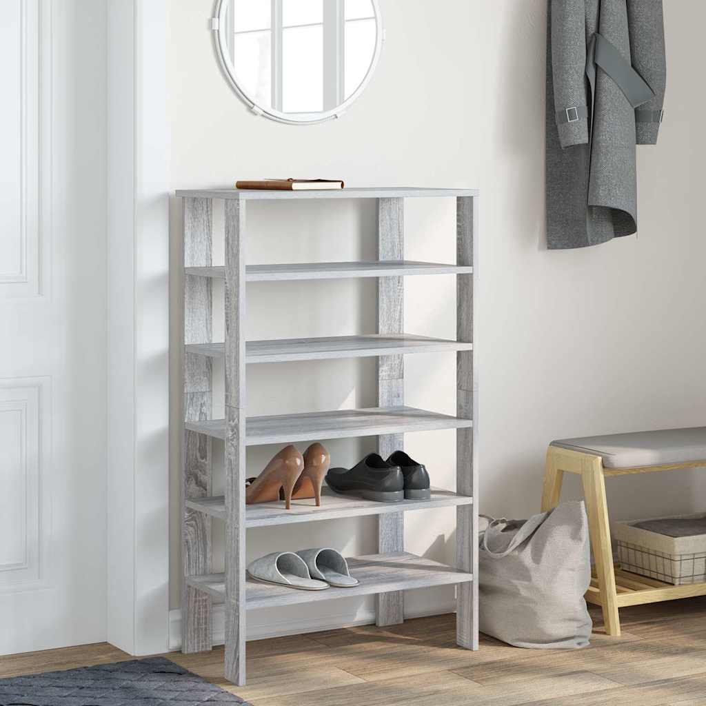 vidaXL Shoe Rack Grey Sonoma 61x32x105 cm Engineered Wood 3