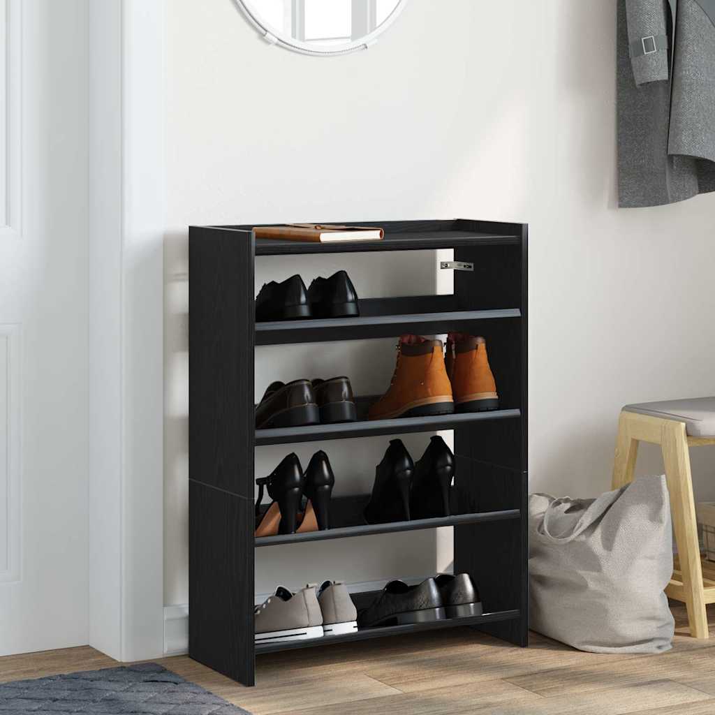 vidaXL Shoe Rack Black 60x25x81 cm Engineered Wood 3