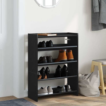 vidaXL Shoe Rack Black 60x25x81 cm Engineered Wood 3