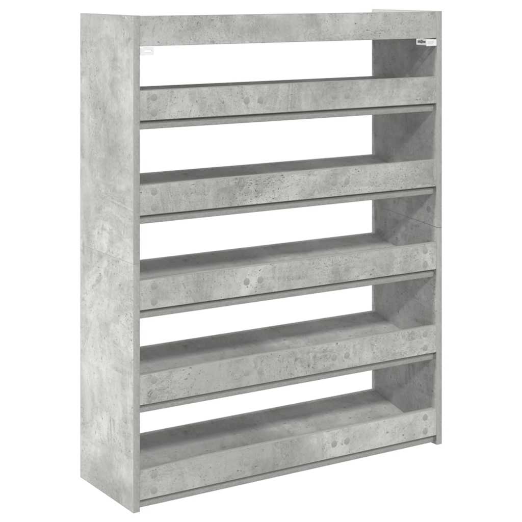 vidaXL Shoe Rack Concrete Grey 80x25x100 cm Engineered Wood 5