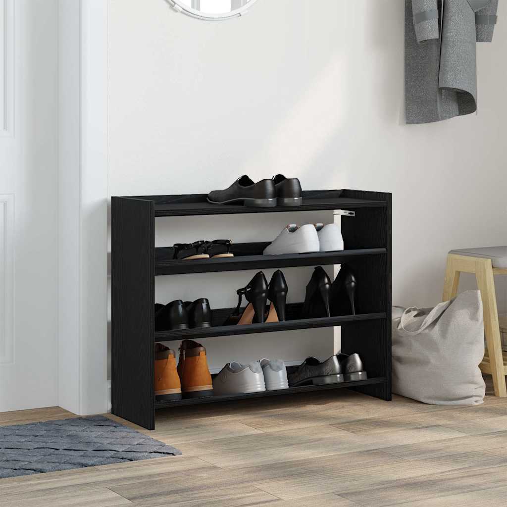 vidaXL Shoe Rack Black 80x25x62 cm Engineered Wood 3