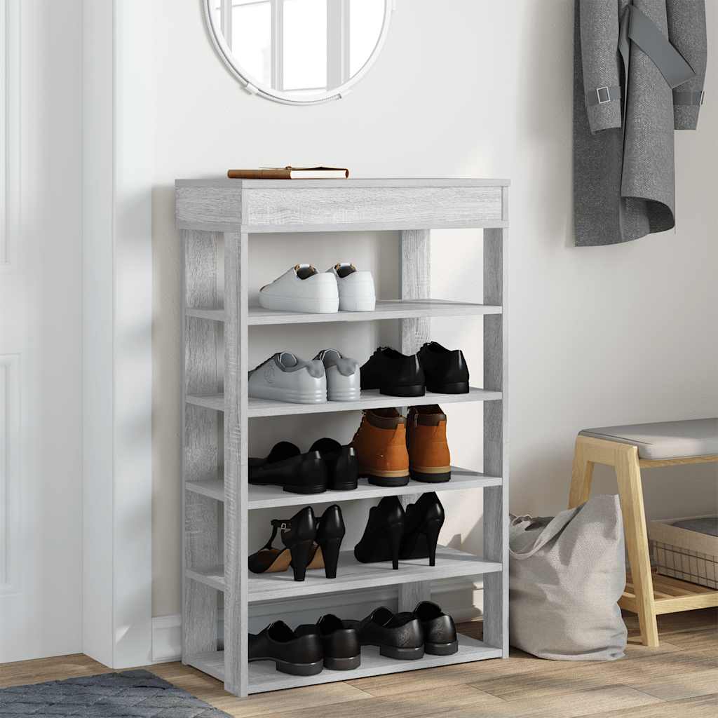 vidaXL Shoe Rack Grey Sonoma 60x30x98 cm Engineered Wood 3