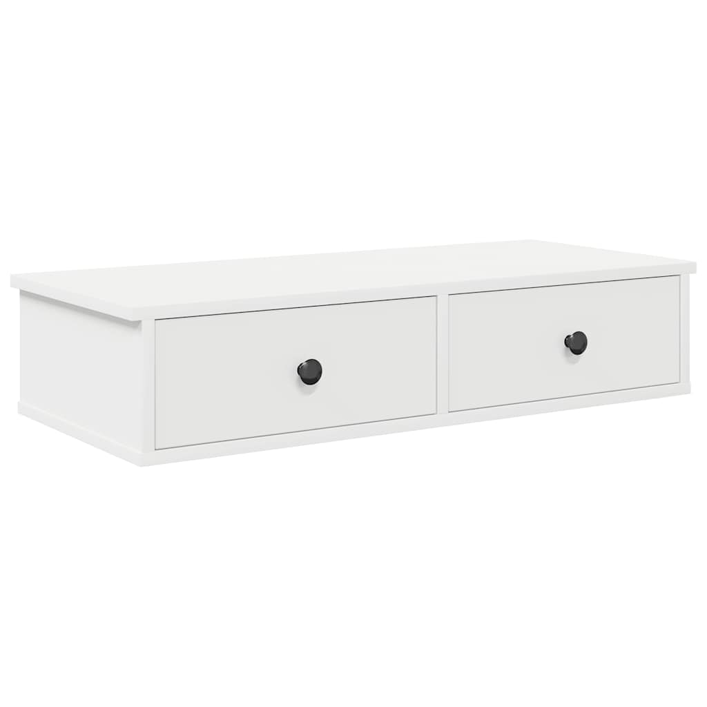 vidaXL Wall Shelf with Drawers White 80x34x17 cm Engineered Wood 2