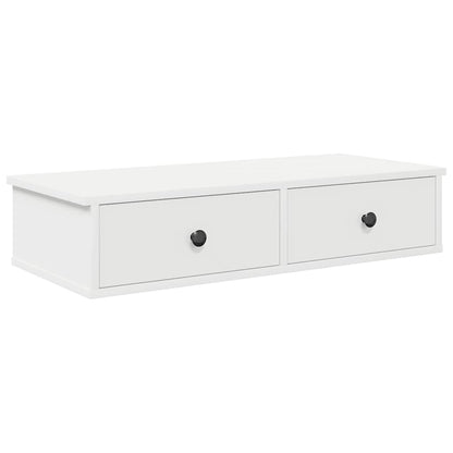vidaXL Wall Shelf with Drawers White 80x34x17 cm Engineered Wood 2