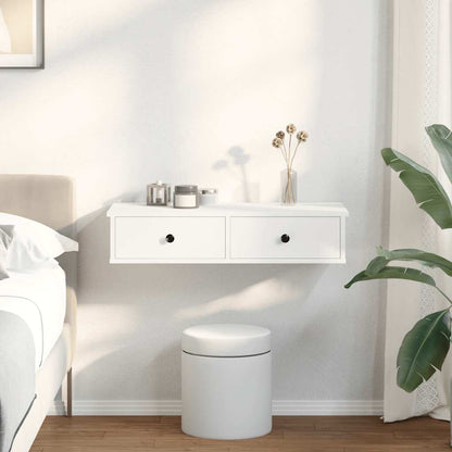 vidaXL Wall Shelf with Drawers White 80x34x17 cm Engineered Wood 3