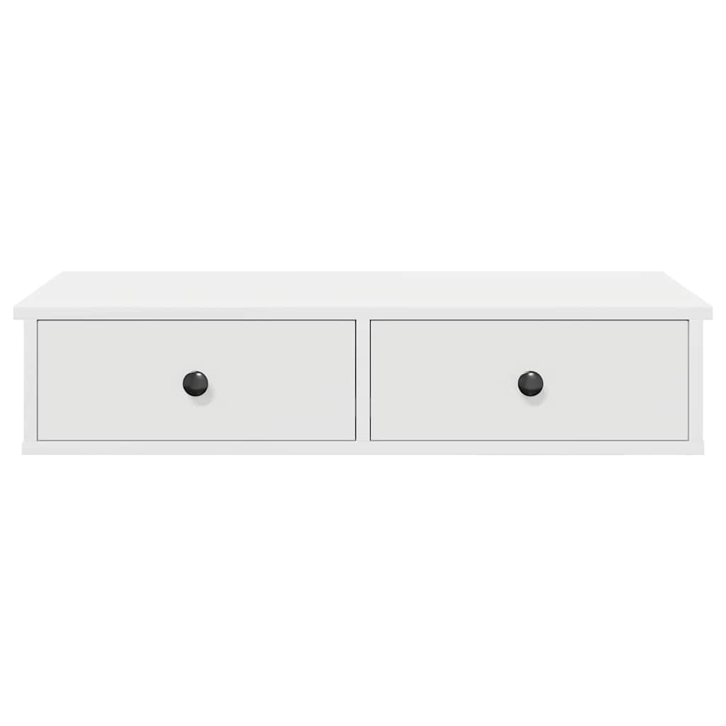 vidaXL Wall Shelf with Drawers White 80x34x17 cm Engineered Wood 4