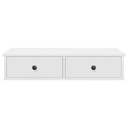 vidaXL Wall Shelf with Drawers White 80x34x17 cm Engineered Wood 4