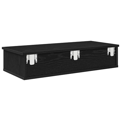 vidaXL Wall Shelf with Drawers Black 80x31x17 cm Engineered Wood 6