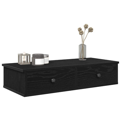 vidaXL Wall Shelf with Drawers Black 80x31x17 cm Engineered Wood 1