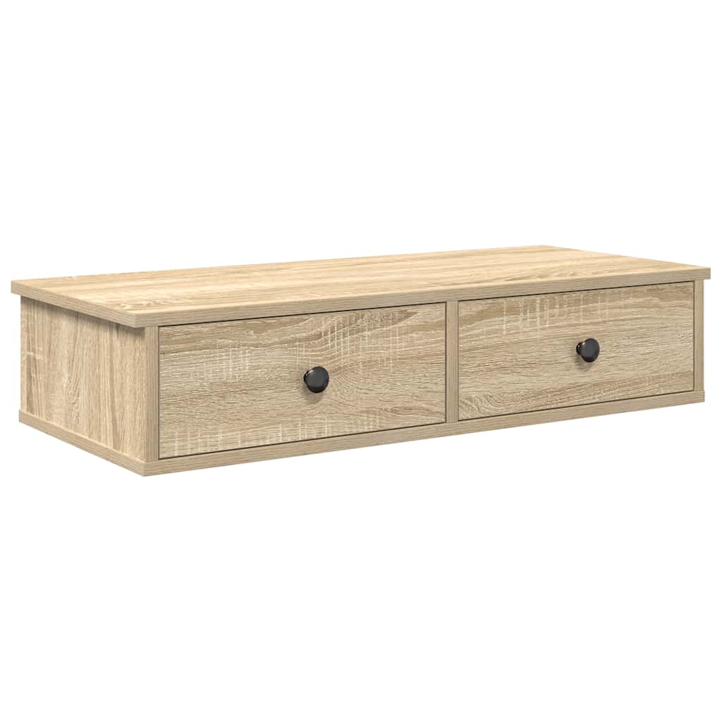 vidaXL Wall Shelf with Drawers Sonoma Oak 80x34x17 cm Engineered Wood 2