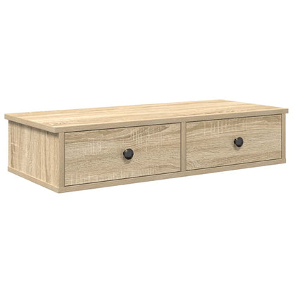 vidaXL Wall Shelf with Drawers Sonoma Oak 80x34x17 cm Engineered Wood 2