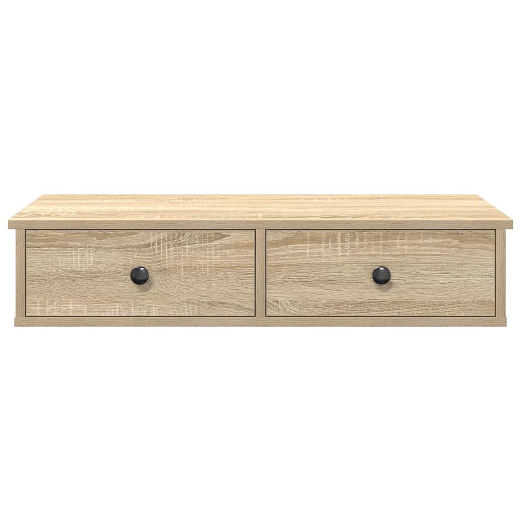 vidaXL Wall Shelf with Drawers Sonoma Oak 80x34x17 cm Engineered Wood 4