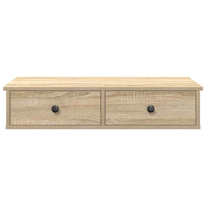 vidaXL Wall Shelf with Drawers Sonoma Oak 80x34x17 cm Engineered Wood 4