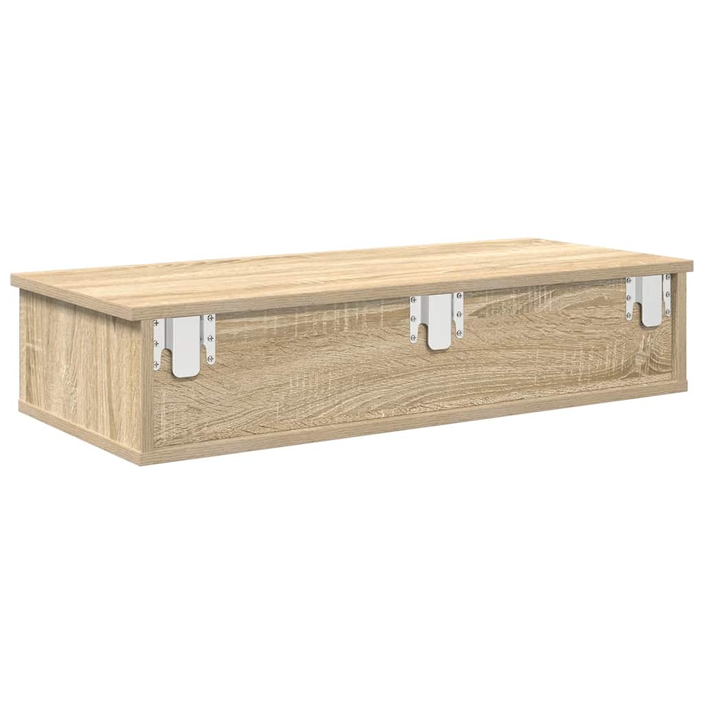 vidaXL Wall Shelf with Drawers Sonoma Oak 80x34x17 cm Engineered Wood 6