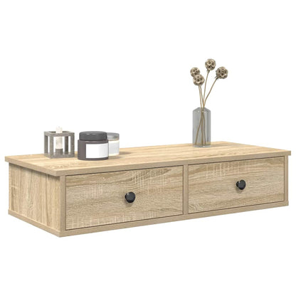 vidaXL Wall Shelf with Drawers Sonoma Oak 80x34x17 cm Engineered Wood 1