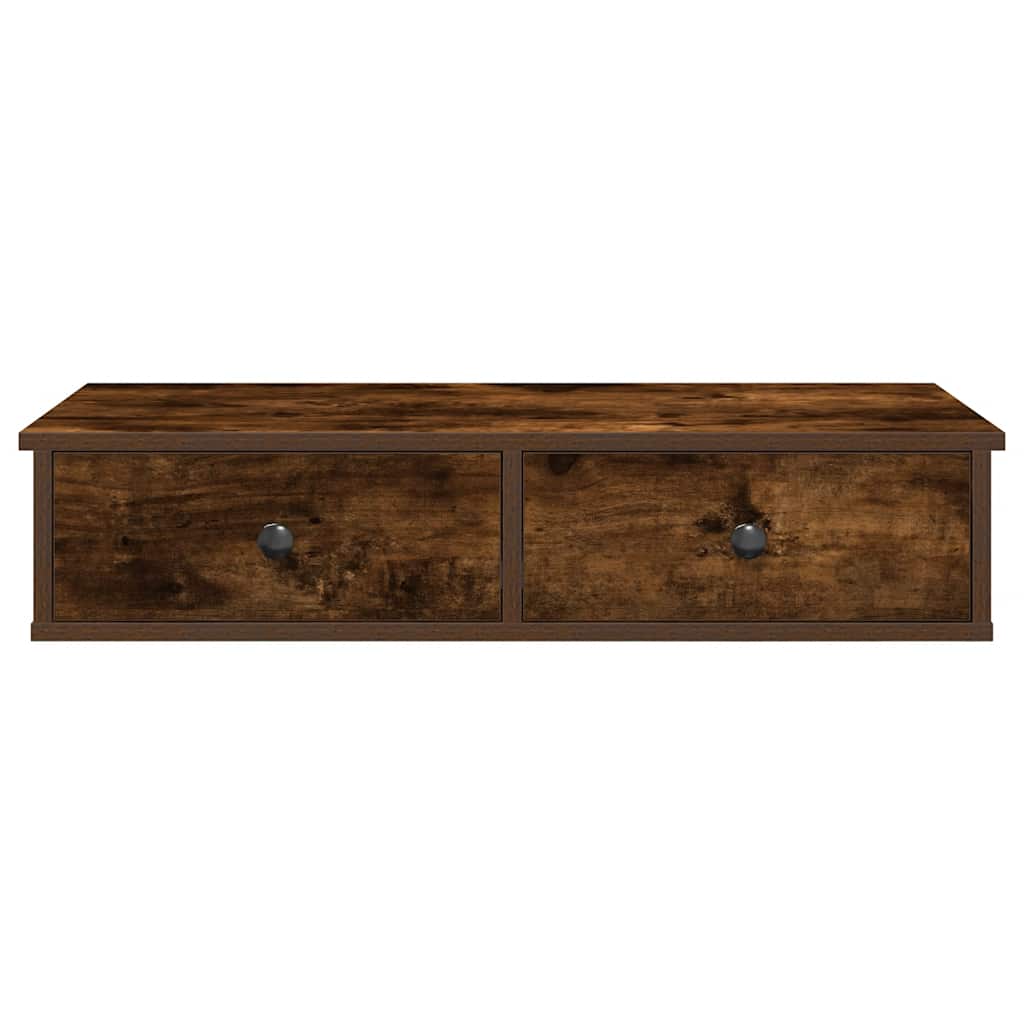 vidaXL Wall Shelf with Drawers Smoked Oak 80x31x17 cm Engineered Wood 4