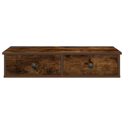 vidaXL Wall Shelf with Drawers Smoked Oak 80x31x17 cm Engineered Wood 4
