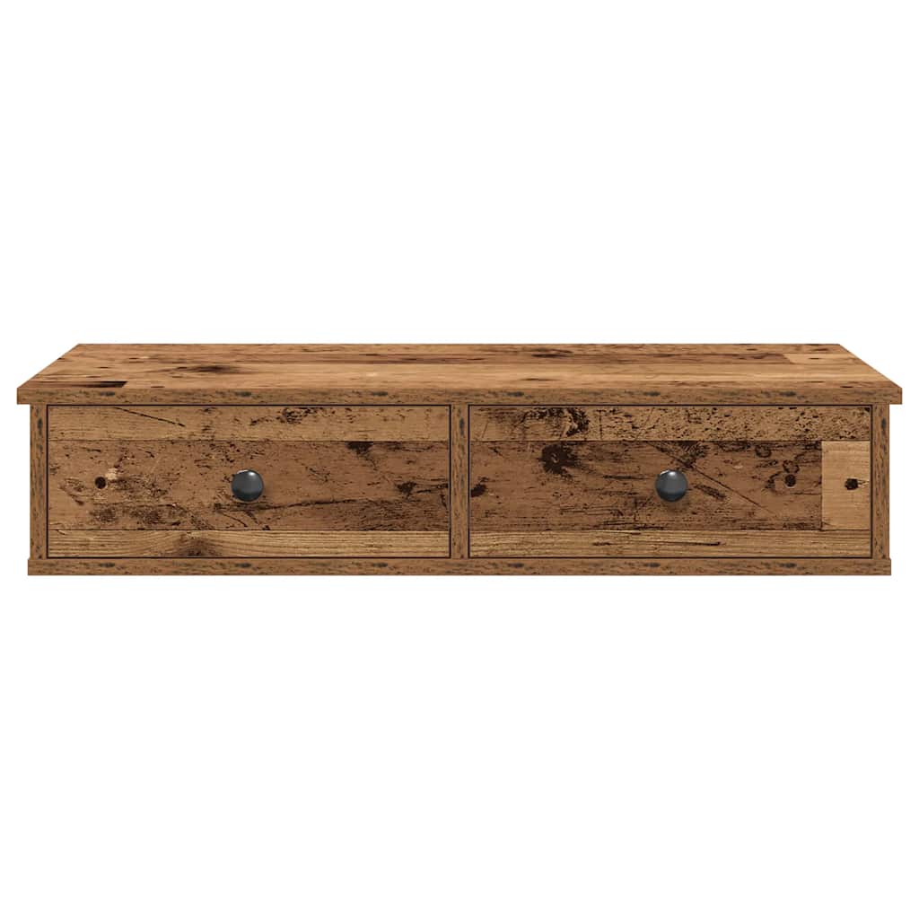 vidaXL Wall Shelf with Drawers Old Wood 80x31x17 cm Engineered Wood 4
