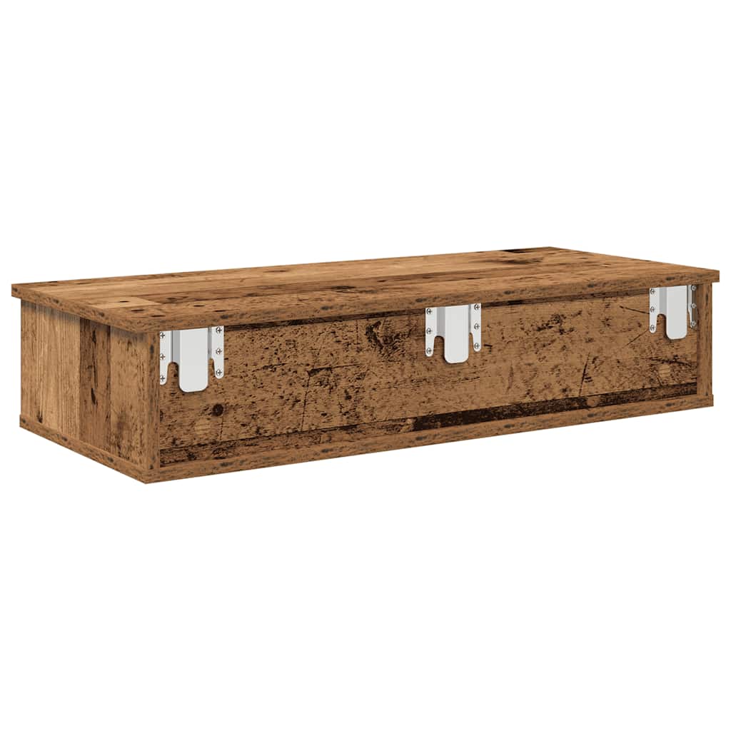 vidaXL Wall Shelf with Drawers Old Wood 80x31x17 cm Engineered Wood 6