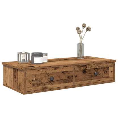 vidaXL Wall Shelf with Drawers Old Wood 80x31x17 cm Engineered Wood 1