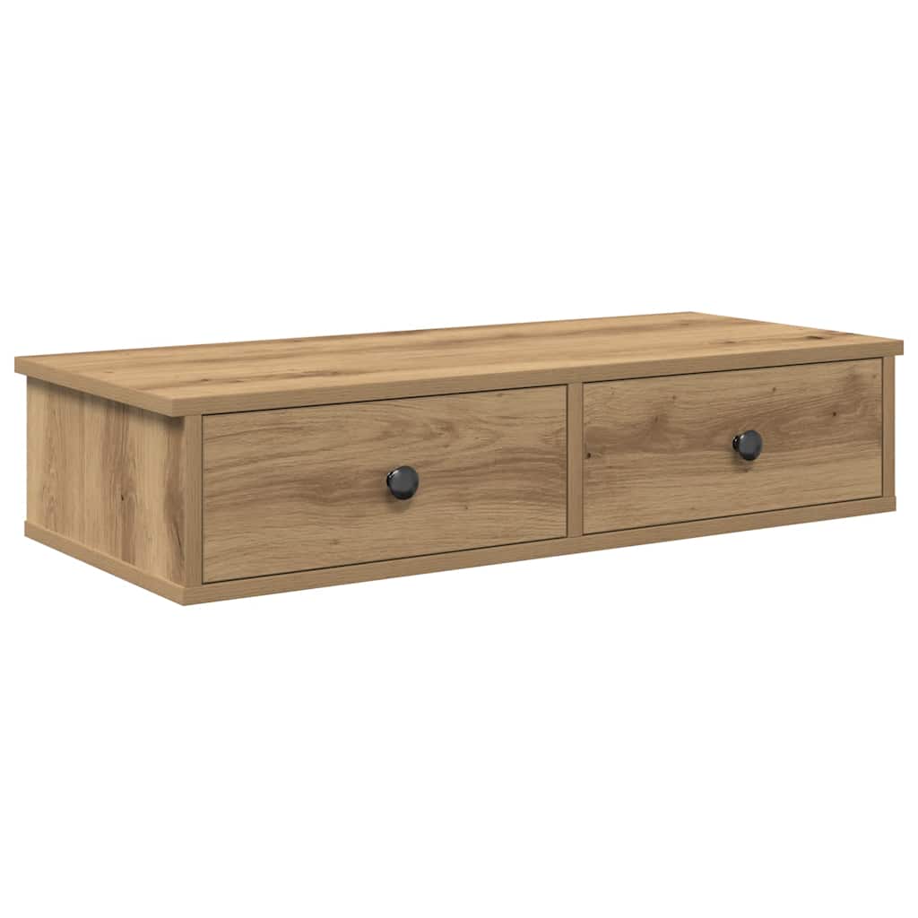 vidaXL Wall Shelf with Drawers Artisian Oak 80x31x17 cm Engineered Wood 2