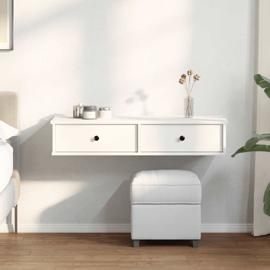 Wall Shelf with Drawers 100x37.5x19 cm Width 100 cm White