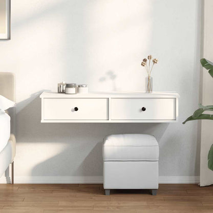Wall Shelf with Drawers 100x37.5x19 cm Width 100 cm White