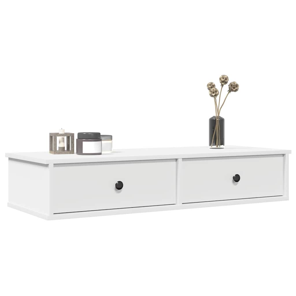 vidaXL Wall Shelf with Drawers White 100x37,5x19 cm Engineered Wood 1