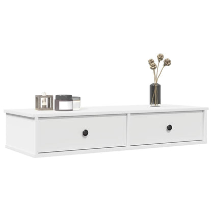 vidaXL Wall Shelf with Drawers White 100x37,5x19 cm Engineered Wood 1