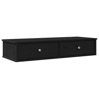 Wall Shelf with Drawers 100x37.5x19 cm Width 100 cm Black