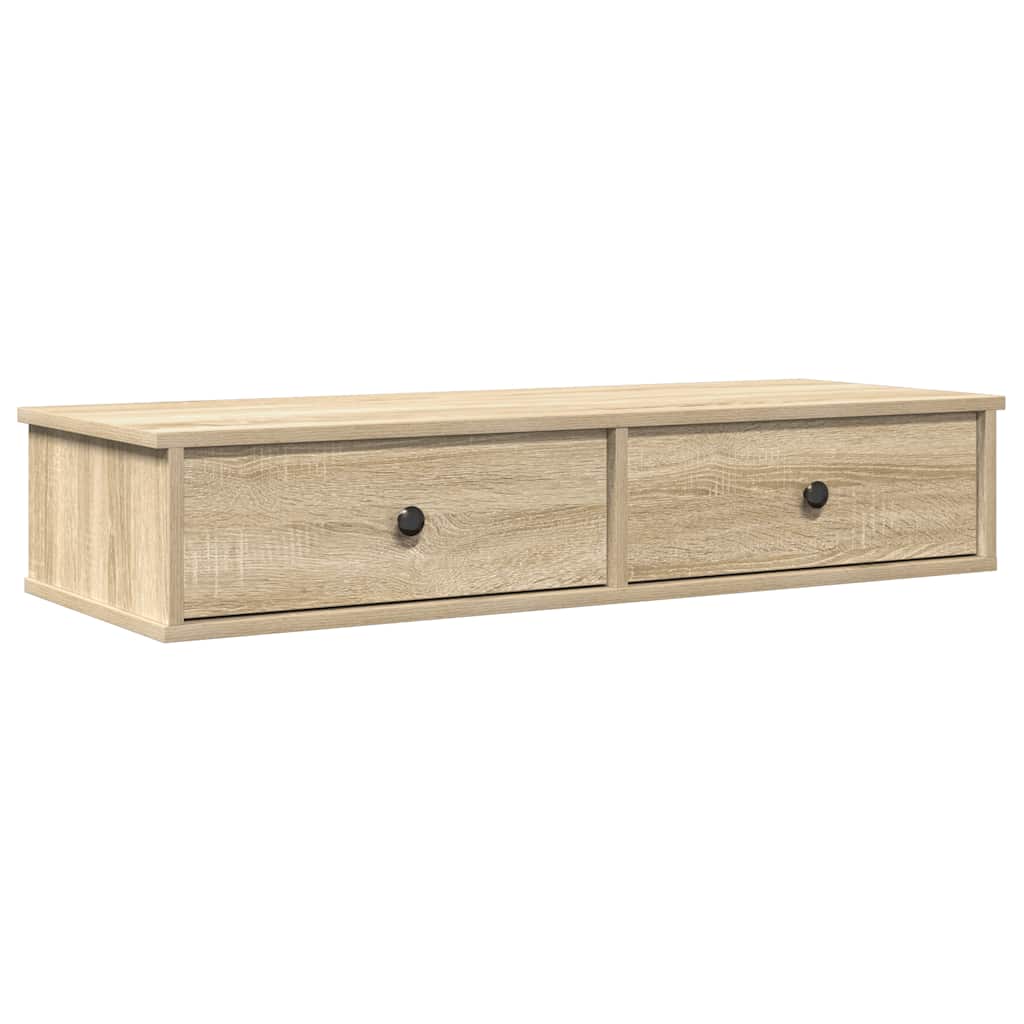 vidaXL Wall Shelf with Drawers Sonoma Oak 100x37.5x19 cm Engineered Wood 2