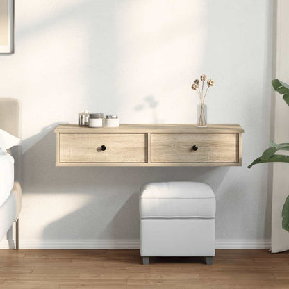 vidaXL Wall Shelf with Drawers Sonoma Oak 100x37.5x19 cm Engineered Wood 3