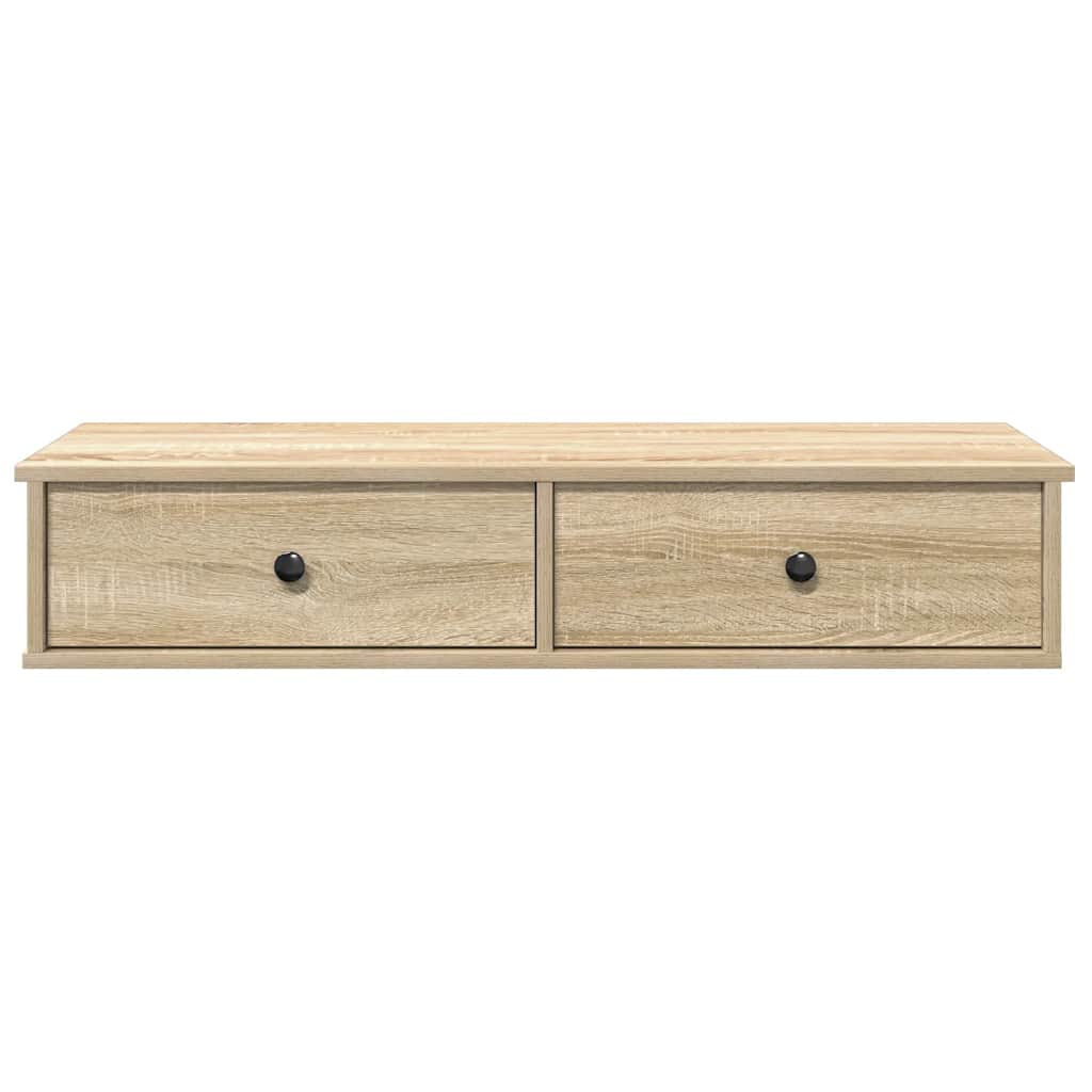 vidaXL Wall Shelf with Drawers Sonoma Oak 100x37.5x19 cm Engineered Wood 4