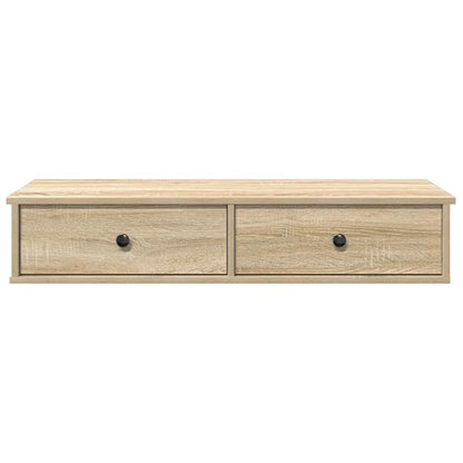 vidaXL Wall Shelf with Drawers Sonoma Oak 100x37.5x19 cm Engineered Wood 4