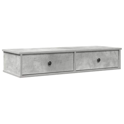 vidaXL Wall Shelf with Drawers Concrete Grey 100x37.5x19 cm Engineered Wood 2