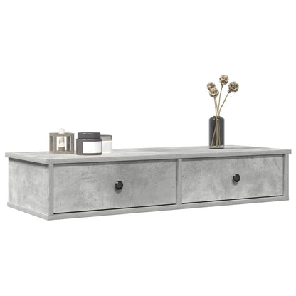 vidaXL Wall Shelf with Drawers Concrete Grey 100x37.5x19 cm Engineered Wood 1