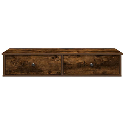 vidaXL Wall Shelf with Drawers Smoked Oak 100x37.5x19 cm Engineered Wood 4