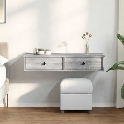 vidaXL Wall Shelf with Drawers Grey Sonoma 100x37.5x19 cm Engineered Wood 3