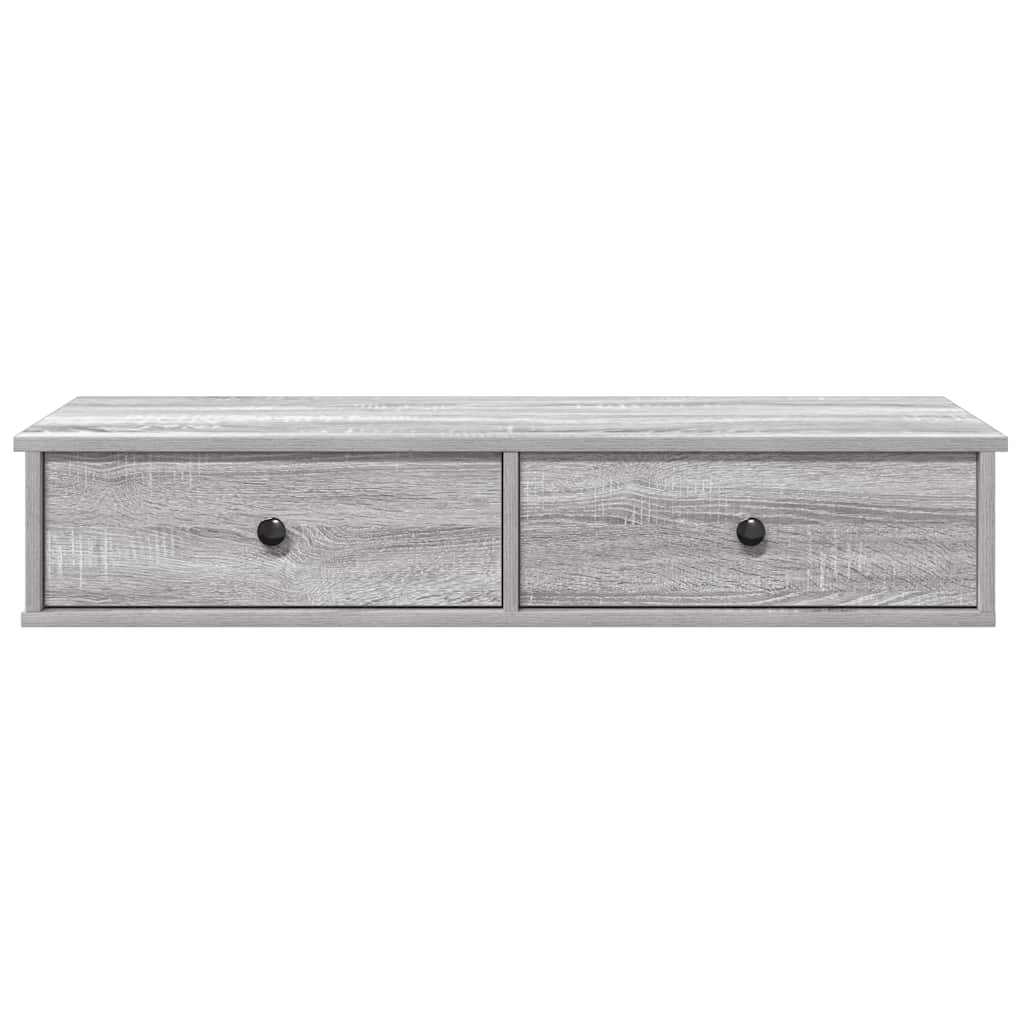 vidaXL Wall Shelf with Drawers Grey Sonoma 100x37.5x19 cm Engineered Wood 4