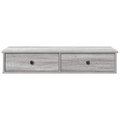vidaXL Wall Shelf with Drawers Grey Sonoma 100x37.5x19 cm Engineered Wood 4