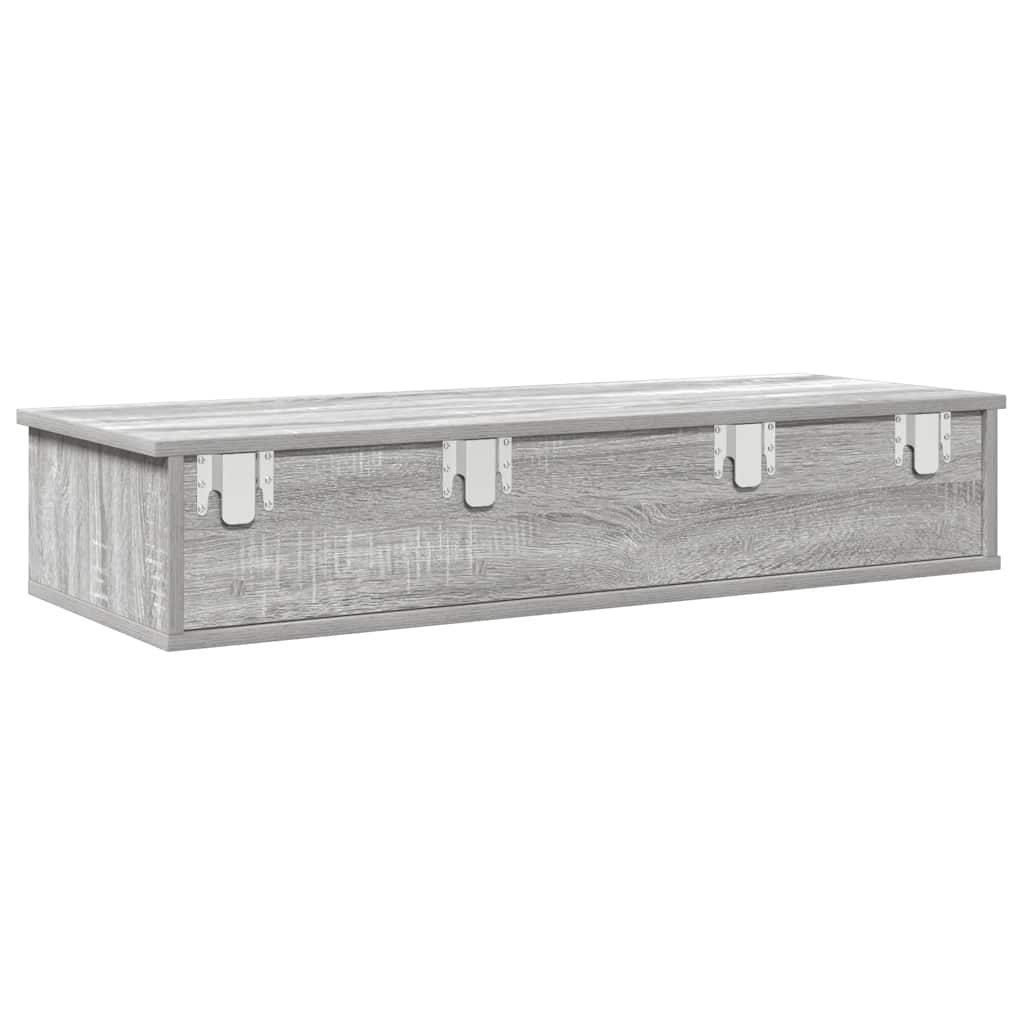 vidaXL Wall Shelf with Drawers Grey Sonoma 100x37.5x19 cm Engineered Wood 6