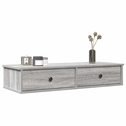 vidaXL Wall Shelf with Drawers Grey Sonoma 100x37.5x19 cm Engineered Wood 1