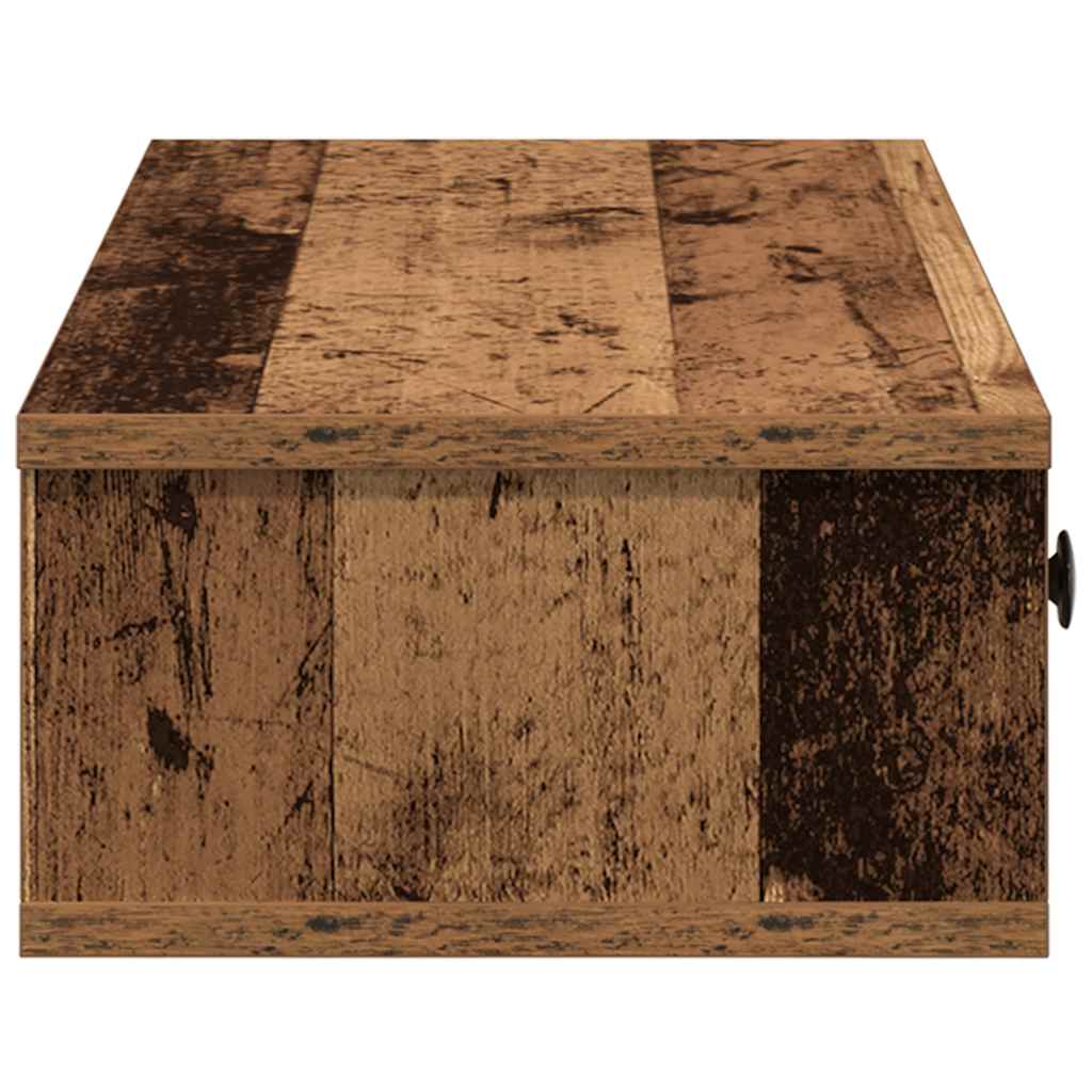 vidaXL Wall Shelf with Drawers Old Wood 100x37.5x19 cm Engineered Wood 5
