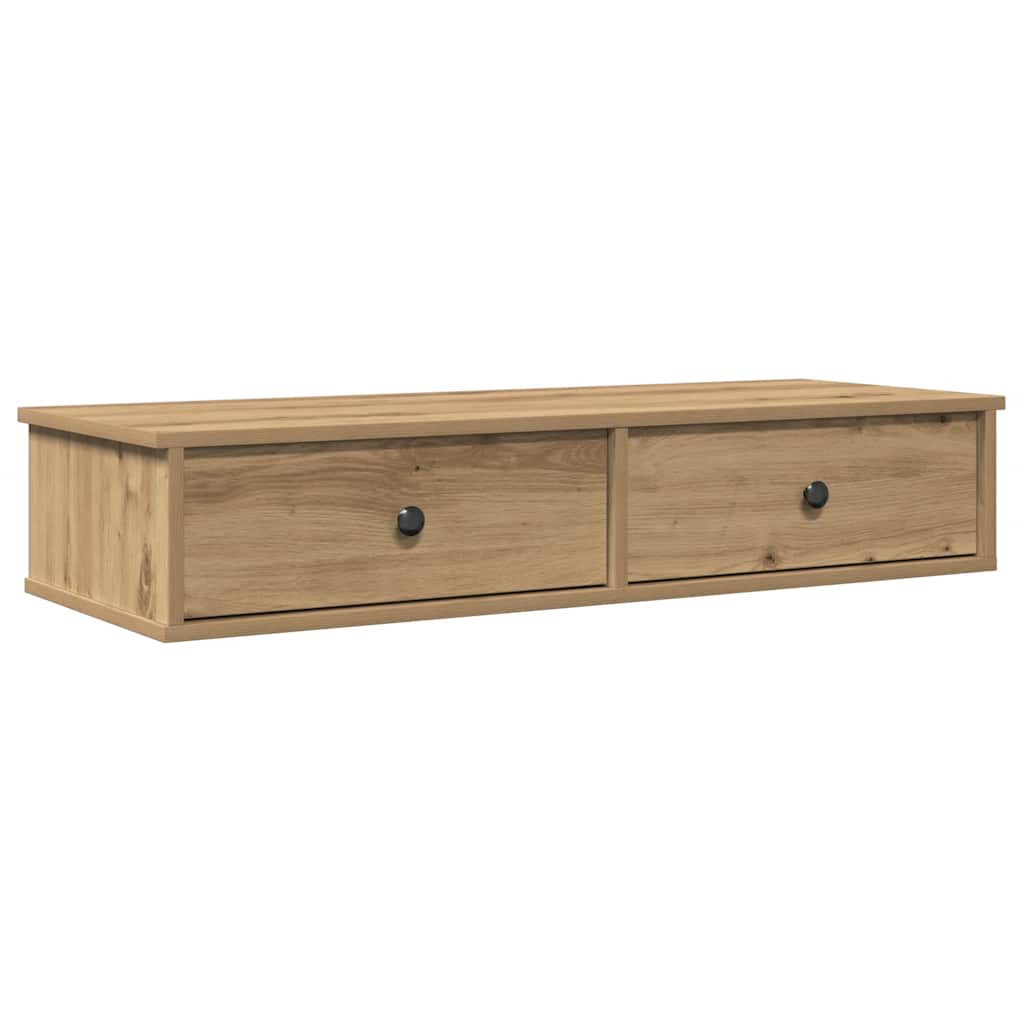 Wall Shelf with Drawers 100x37.5x19 cm Width 100 cm Artisan oak
