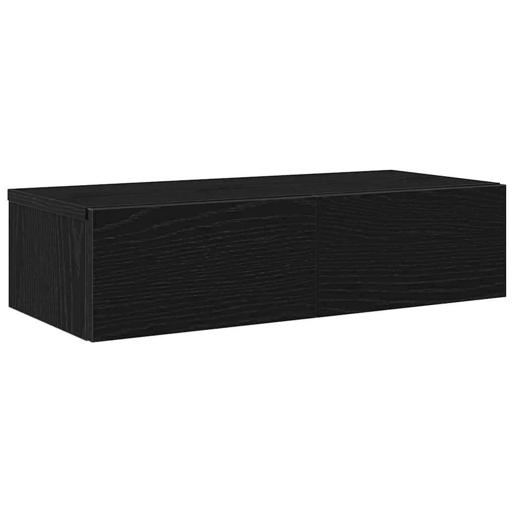 vidaXL Wall Shelf with Drawers Black 60x26.5x15 cm Engineered Wood 2