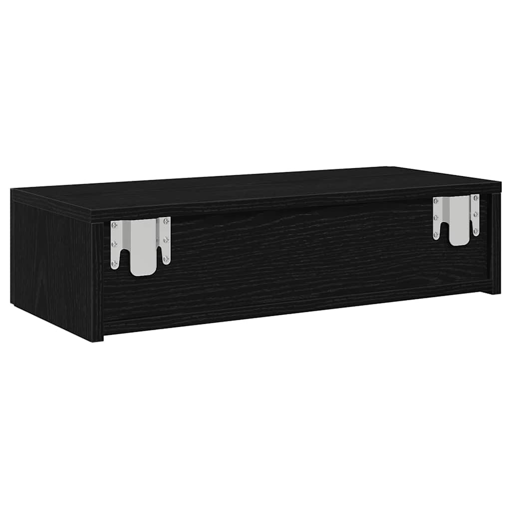 vidaXL Wall Shelf with Drawers Black 60x26.5x15 cm Engineered Wood 6