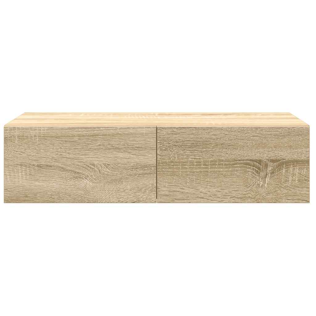 vidaXL Wall Shelf with Drawers Sonoma Oak 60x26.5x15 cm Engineered Wood 4