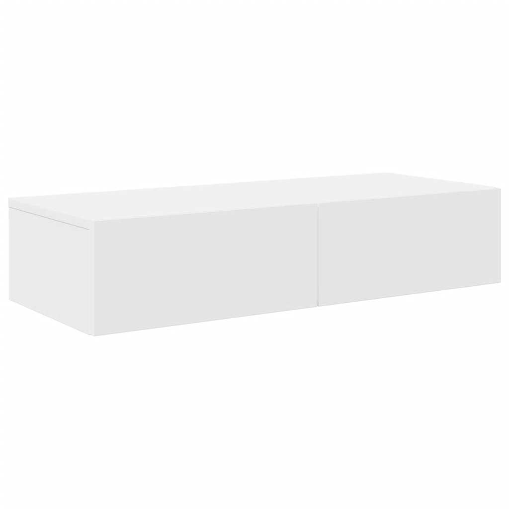vidaXL Wall Shelf with Drawers White 80x33x17 cm Engineered Wood 2