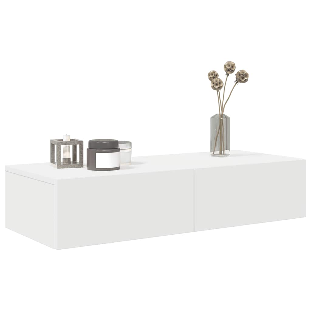 vidaXL Wall Shelf with Drawers White 80x33x17 cm Engineered Wood 3