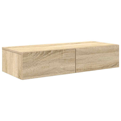 Wall Shelf with Drawers 80x33x17 cm Engineered Wood Width 80 cm Sonoma oak